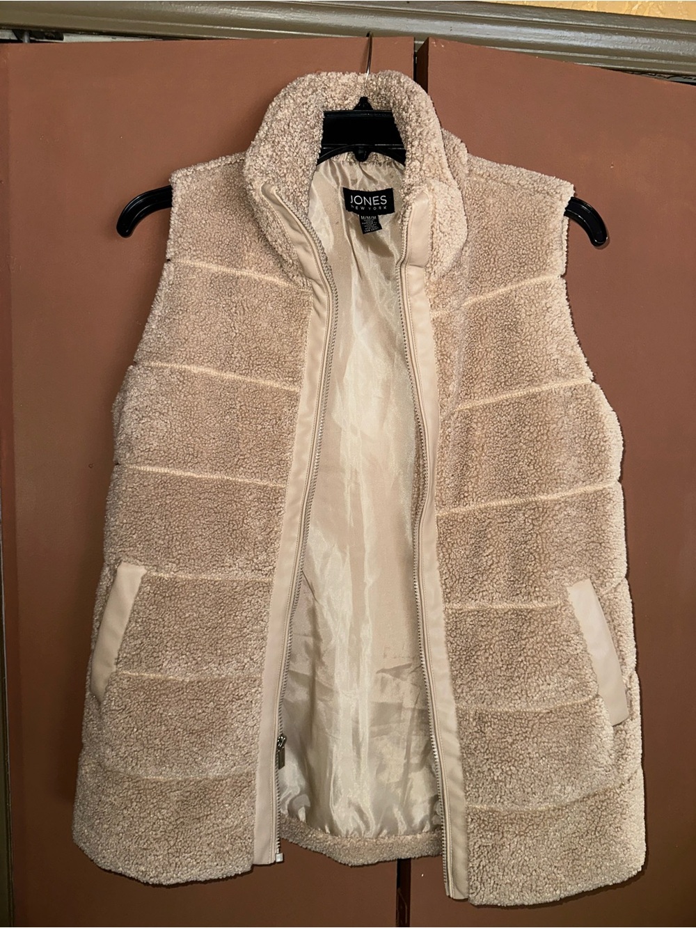 Jones New York Beige Sherpa Vest